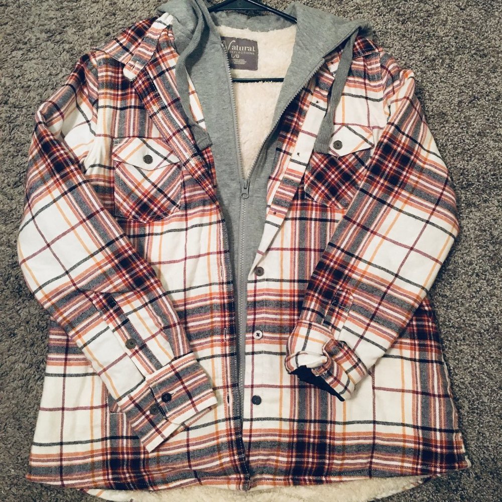 Womens Plaid Lined Sherpa Jacket, Size Large